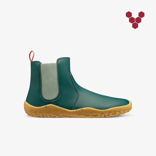 Vivobarefoot Fulham Rubber II Little Forest Folk Juniors Chelsea Boots Green UK GAFJ